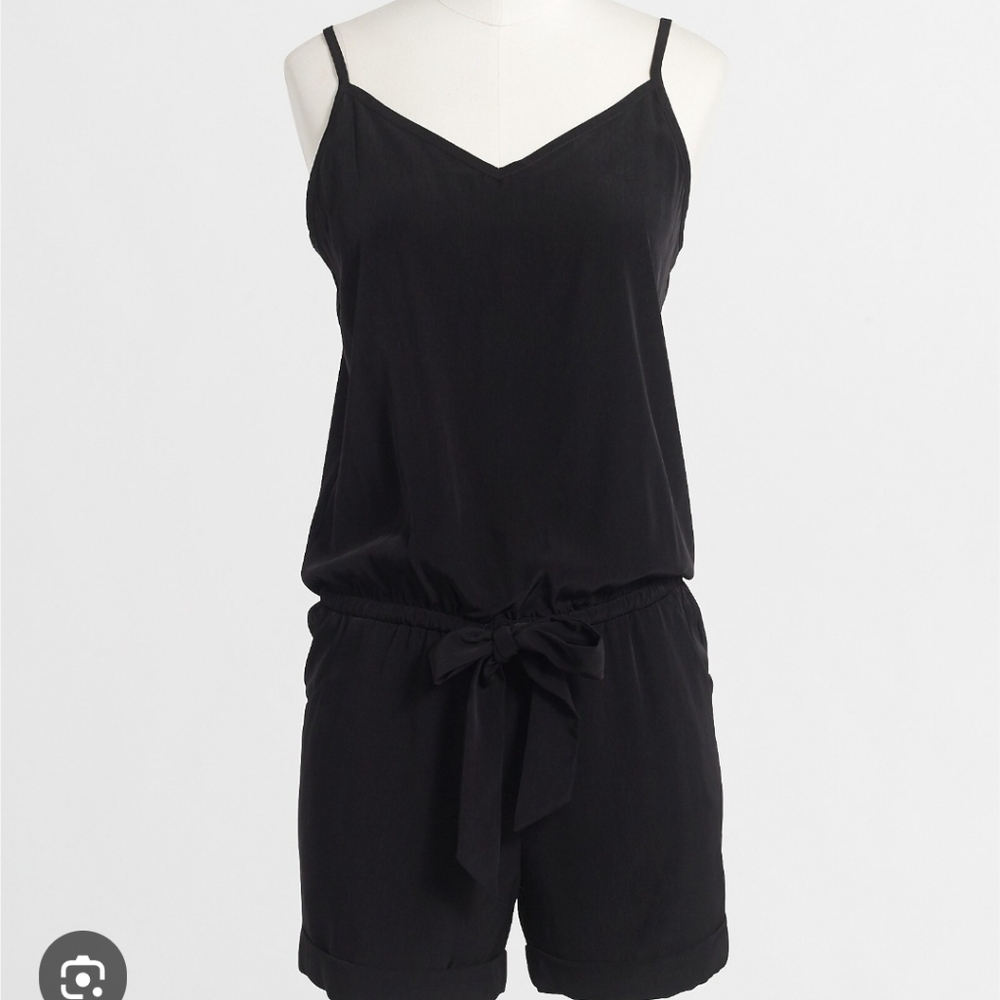 J.Crew Medium Drapey Black Spaghetti Strap Romper Classic Luxury Vacation